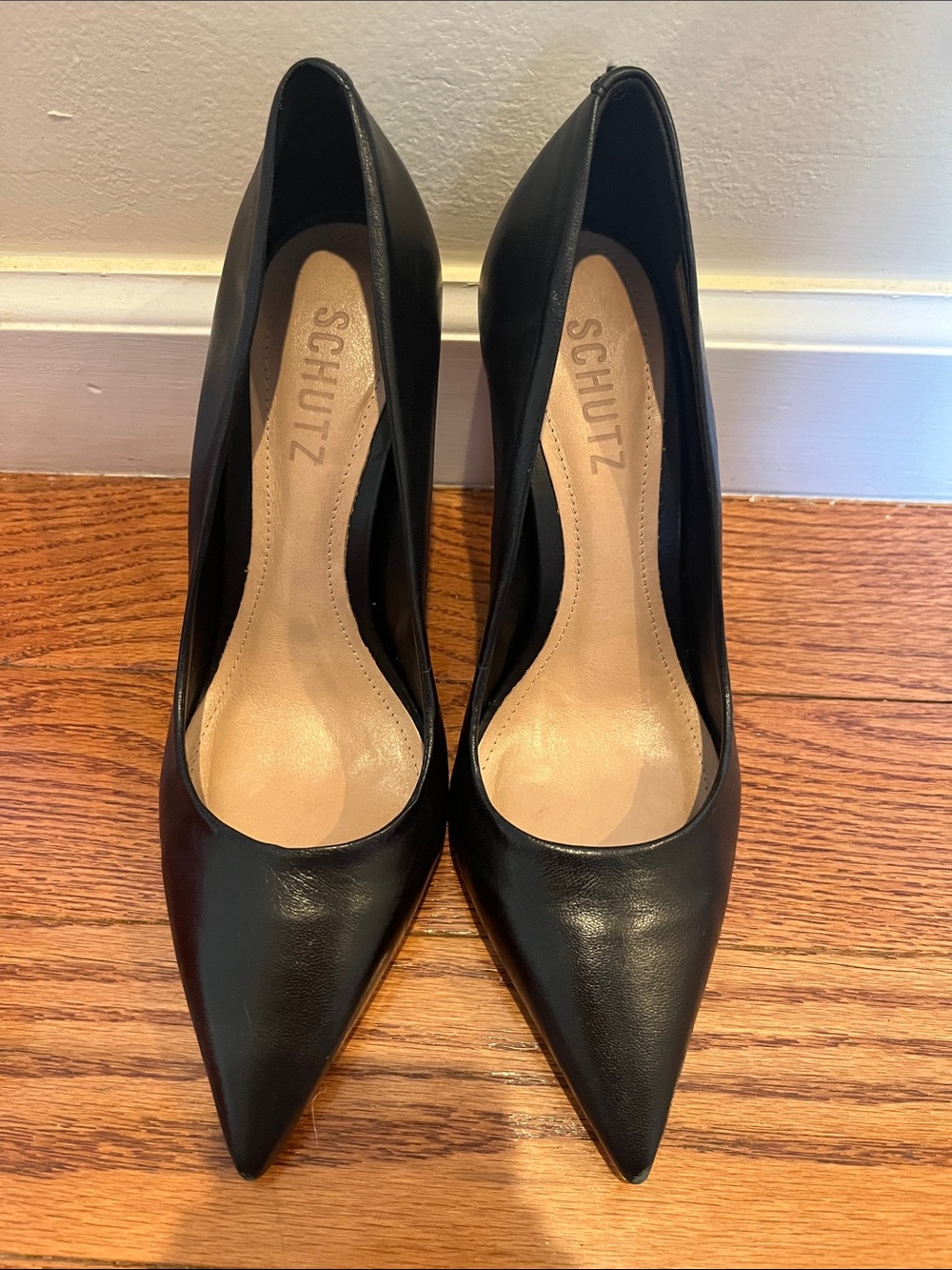 SCHUTZ Lou Pump- Size 7.5 Black Leather Heels